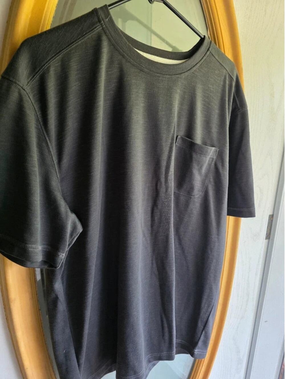 Kona Supply Co Mens Size XL Dark Grey Slub Texture Crew Neck Pocket Tee Shirt
